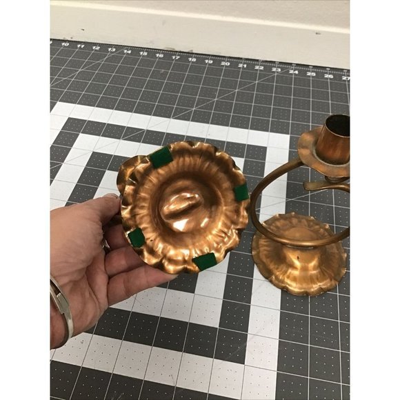 MID Century Handmade Art Copper Candle Holders - Picture 5 of 5